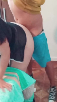 Stepson Catches His Stepmom Making the Bed - Close up Ass and Hard Fucking with His Big Black Cock