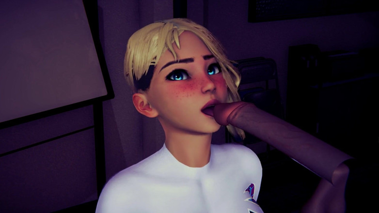 Waifu club 3D: Gwen lecca la testa di un cazzo fino a quando...