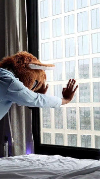 Bareback Femboy Furry Fursuit Fuck in Front of Window