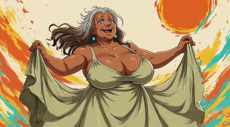 Huge Boobs: Grote borsten oma dansende animatie