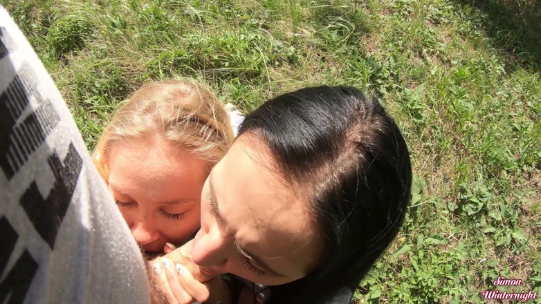 YSP Studio: Double blowjob in the woods from smoking girlfriends
