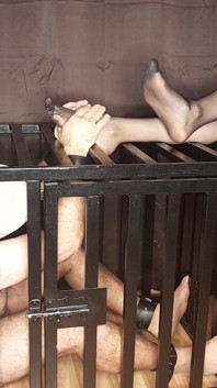 Lady Angela Polish Language Submissive in a Cage Nylon Feet Tattooed Goddess