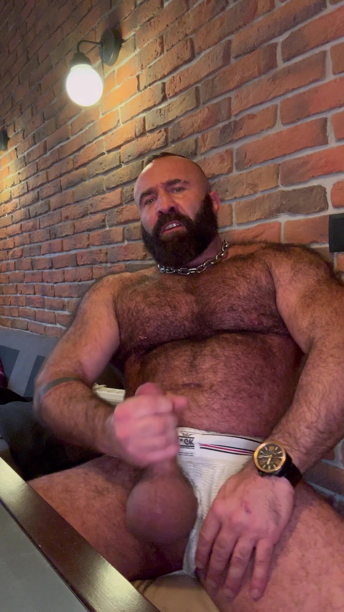 Tyler Rex: Muscle Gay Bear Winter Wank - Cock Ring Stroking &amp; Big Balls...
