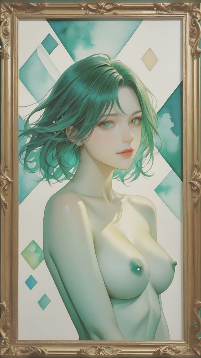 LustRender: Nude Silhouette in Emerald Geometry