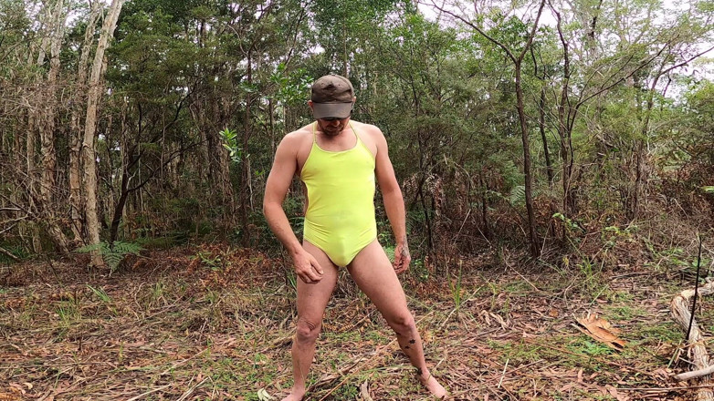 Madaussiehere: Yellow One-piece Swimsuit Fun Outdoors Un Edited