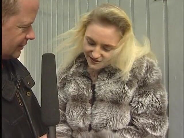 Lucky Cooch: German blonde interviewed outdoors
