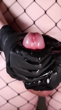 Gloved and Oiled - Cock Massage and Huge Cumshot