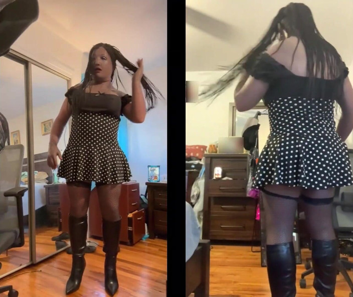 Deanna Doll: La ragazza nera danae con un abito corto a pois...