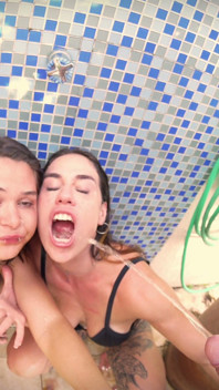 Outdoor Shower FFM, Two Mouths and a Golden Shower