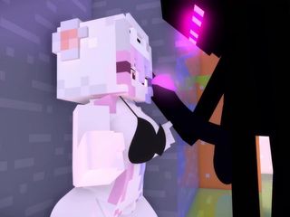 VideoGamesR34: Minecraft porno animasyonu - kız enderman yarağını emiyor