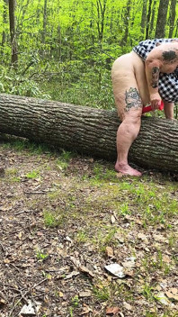 Pussy Pleasing Tree Log Squirting Fat Hog