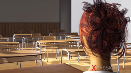 3dxpassion-transgender: 3d professora dickgirl fode uma fofa universitária em amarras na...