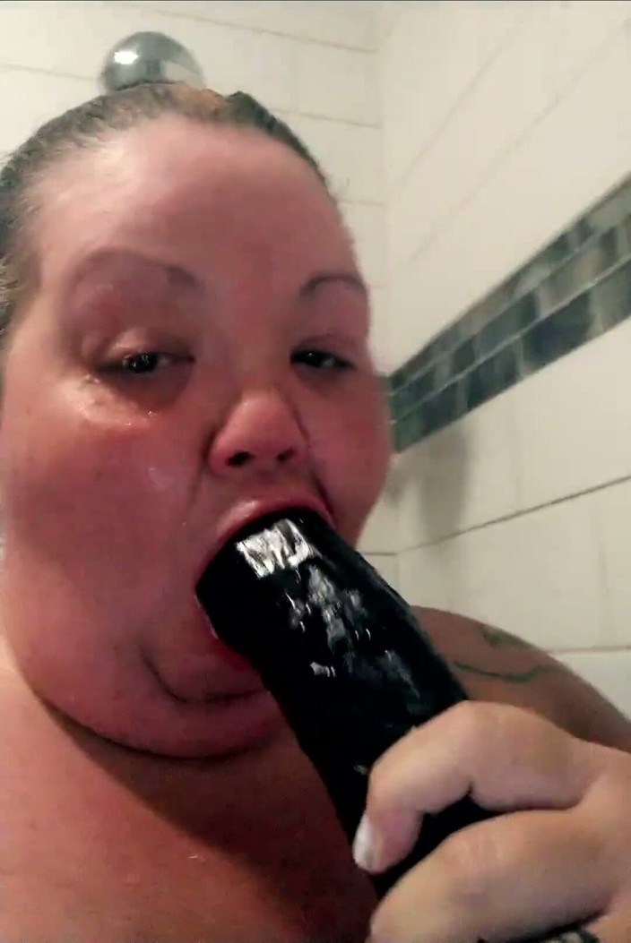 Kimmywetwet: BBW MILF Throat Fucked BBC Dildo in the Shower