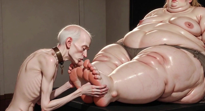 YOUR BEST FANTASY: Thin Slave Boy Licking Huge SSBBW Mistress Soft Feet