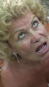 Cock hungry granny with perfect tits and hairy pussy put on sexy fishnets just to make me horny
