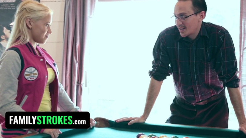 Family Strokes: Family Strokes - Curvy blonde strips naked after losing bet with...