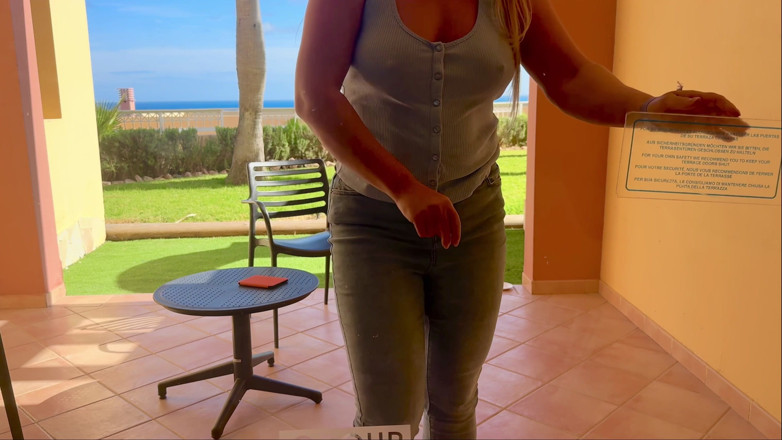 Emma Voyeur: Locked on the Balcony - Desperate Piss in My Jeans