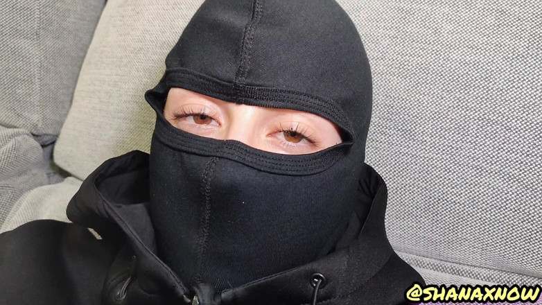 Shanaxnow: Masked Balaclava Vibrator Wand Masturabate Facial Cum