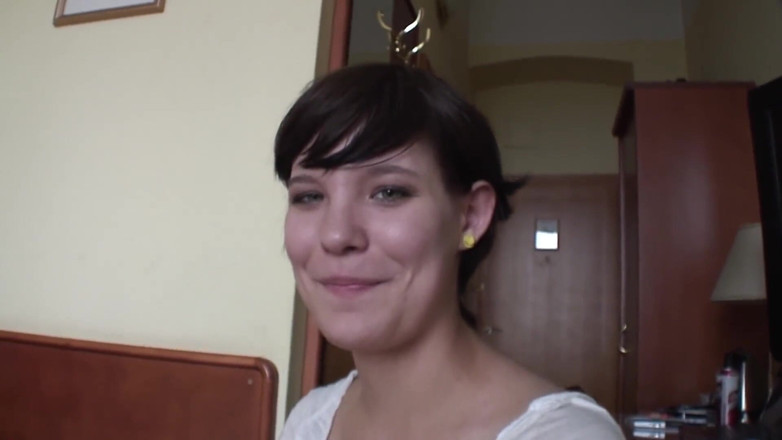 Toy Sluts: Brunette teen plays with glass dildo