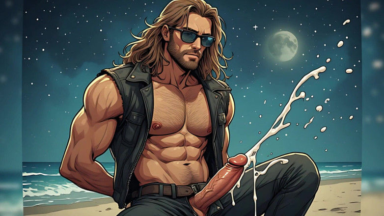 Erotic Man: Pantai Malam Hunks yang tampan (ai)