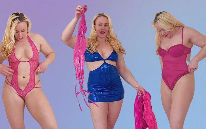 Michellexm: Une MILF blonde sexy essaye de la lingerie rose