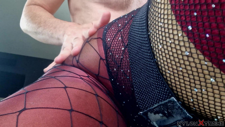 Nylon Xtreme: POV Julia Kate Encasement Purple Fishnet Sex