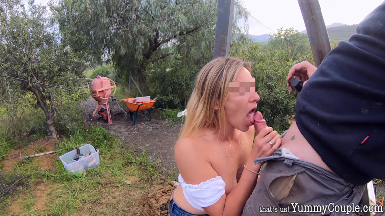 Yummy Couple: Dedam do trabalhador - Beers &amp;bj e gozada nos peitos