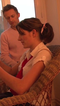 Sexy small titted teen in college uniform and red heels is nasty ass fuck girl