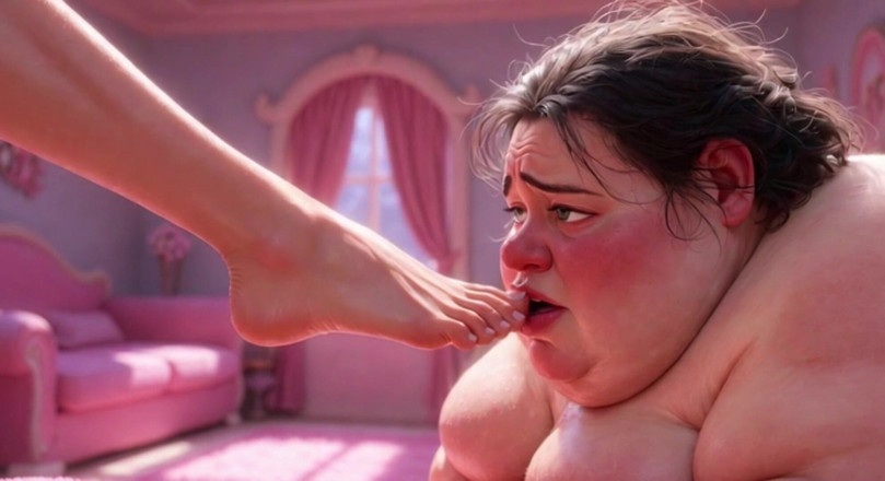 Anime Hentai: Ugly Fat SSBBW Humiliated Licking Beautiful Woman's Feet