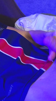 Young Football Player Filling Orgasm and Cum on the Stomach