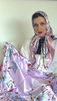 Satin Scarf Lover and Cumming on a Shiny Satin Scarf, Lady Victoria Valente
