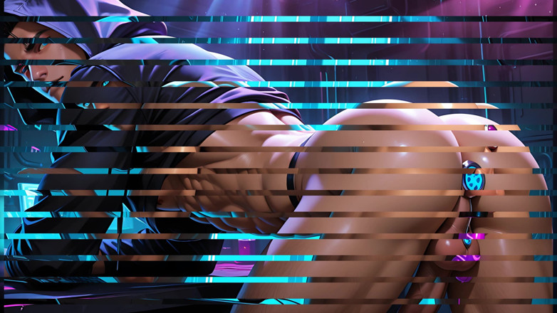 LustMen: Cyberpunk Thief Bent Over with Vibrating Butt Plug and Slow...