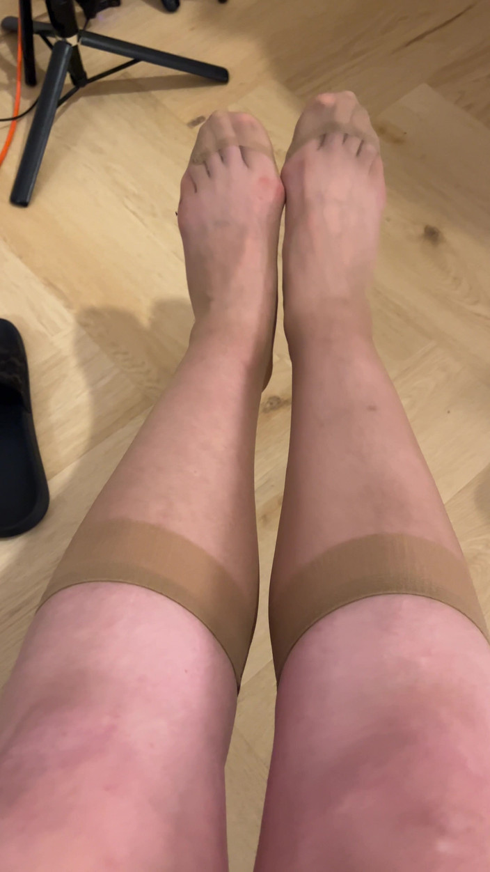 Feet: Show off Your Feet in Beige Knee-high Socks