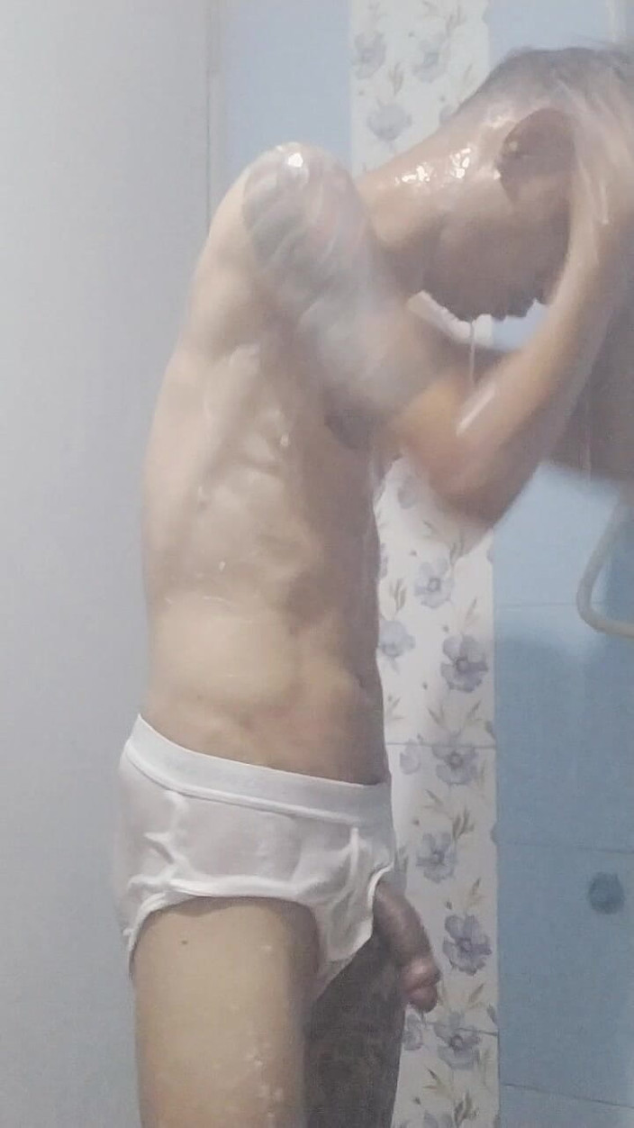 Cute boy all: Duschen, solo-masturbation