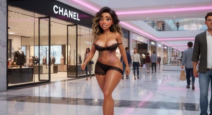 My night collection: Voluptuous Brunette Strips Naked in Luxury Mall and Twerks Her...