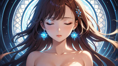 LustRender: Innerlijke gloed: een mooie jonge vrouw die zacht licht uitstraalt