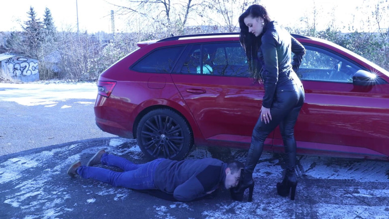 Czech Soles - foot fetish content: Public Boot Cleaning Slave Earning His Pay