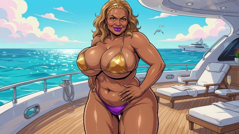 Huge Boobs: Cewek seksi kulit hitam dengan bikini seksi