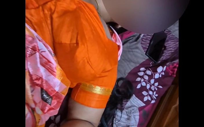 Black & white desicat: Sexy indiana dona de casa Sreejaa em blusa laranja e...