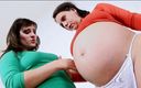 Heatwave Porn: 혀와 장난감을 사용하는 임신한 레즈