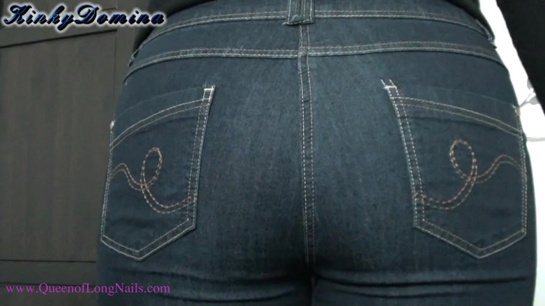 KinkyDomina: Pink Stiletto Nails Caressing Sexy Ass in Jeans