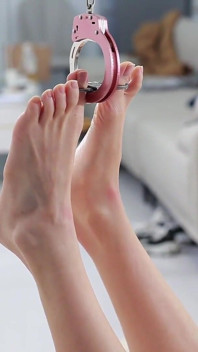 Barefoot Girlfriend, Thumb Cuffs, Hanging Her Beautiful Barefoot for 40 Minutes