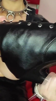 Latex Whore Eats Your Cum From Her Boots