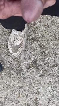 Friend Is Holding My Cock While Im Peeing on the Ground Outdoor