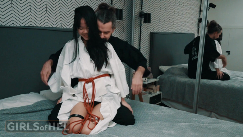 Girls of Hel: Asian Teen in Kimono Tied up and Fucked