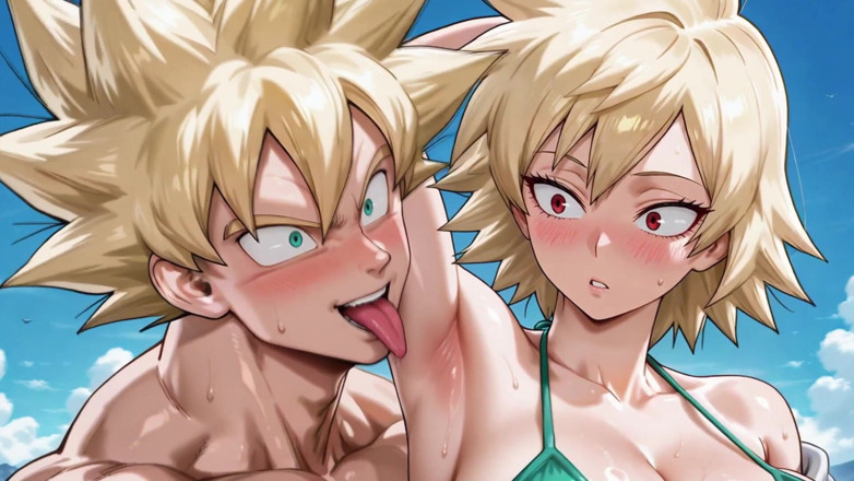 Prznai: Goku - Ssj (db) X Mitsuki (mha)