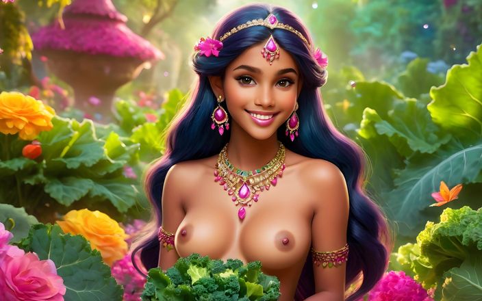AI Girls: Awek Elf India bertetek besar yang cantik dengan Kale