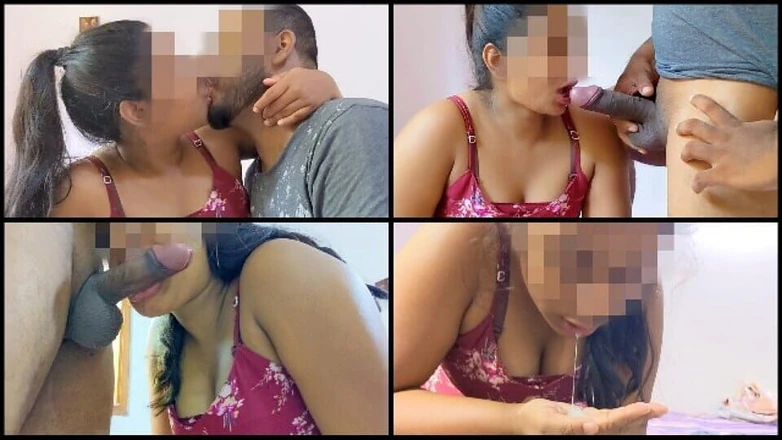 Hirushii: Sri Lankan Cute Stepsister After Tuition Class Blowjob and Cum...