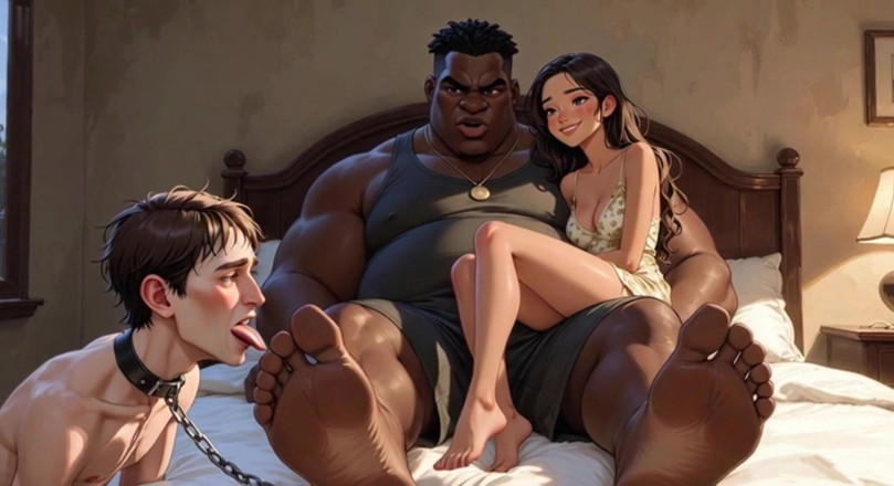 Anime Hentai: Voetslavin echtgenoot reinigt de voeten van zijn vrouw met zijn...