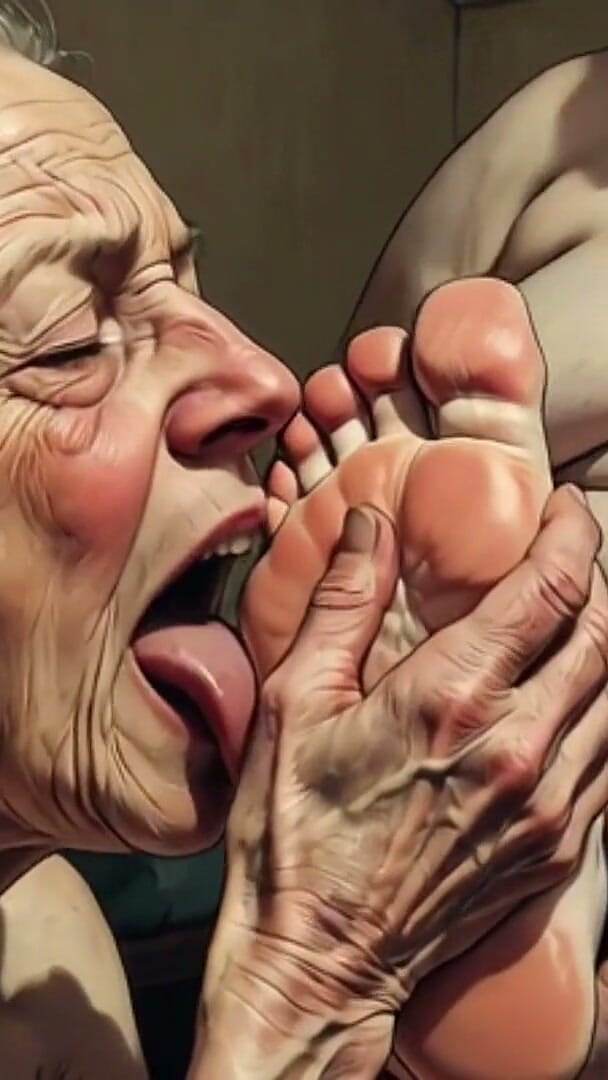 YOUR BEST FANTASY: 90 -årig farmor slickar &amp;suger BBW stora fötter - mycket upphetsad